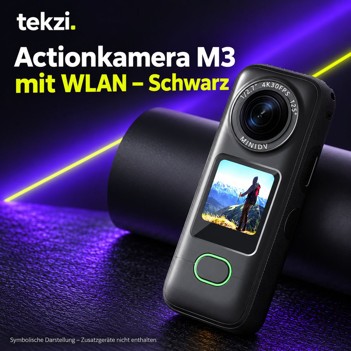 tekzi Actionkamera M3 mit WLAN – Schwarz – Ansicht 7 im TEKZI-Design