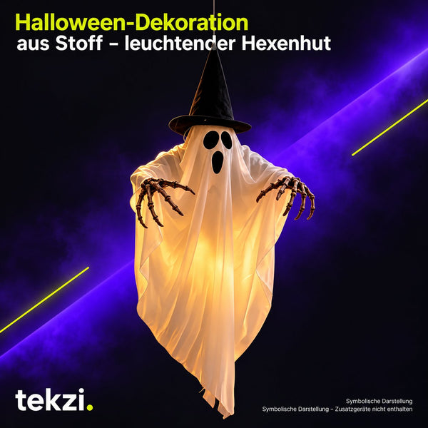 tekzi Halloween-Dekoration aus Stoff – leuchtender Hexenhut – Ansicht 1 im TEKZI-Design