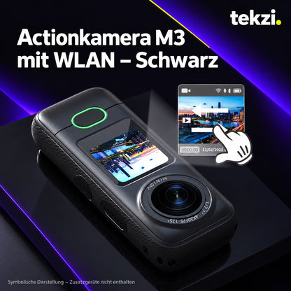 tekzi Actionkamera M3 mit WLAN – Schwarz – Ansicht 6 im TEKZI-Design