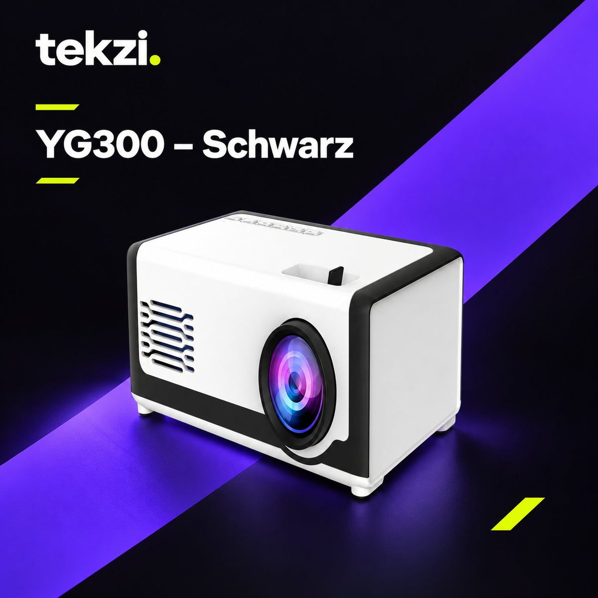 Mini-Beamer YG300 in Schwarz – TEKZI
