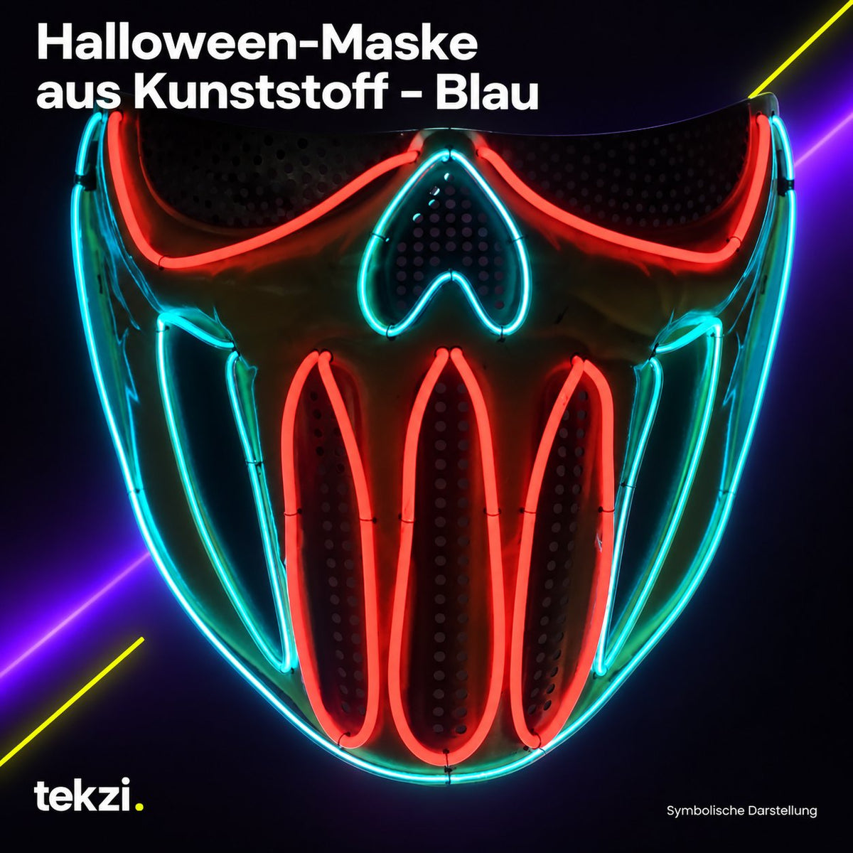 tekzi Halloween-Maske aus Kunststoff – Blau – Ansicht 3 im TEKZI-Design