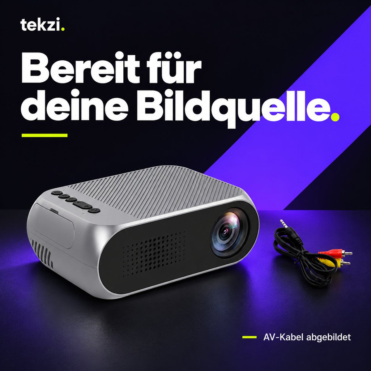 Mini-Beamer YG320 – Ansicht 4 im deutschen TEKZI-Design