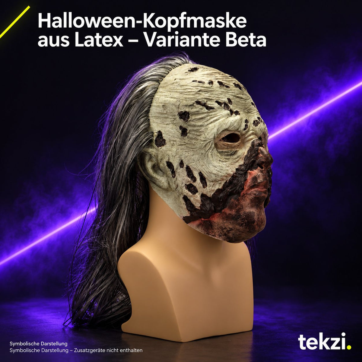 tekzi Halloween-Kopfmaske aus Latex – Variante Beta – Ansicht 4 im TEKZI-Design