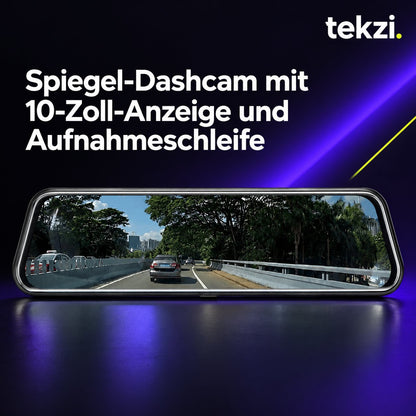 tekzi Spiegel-Dashcam mit 10-Zoll-Anzeige und Aufnahmeschleife – Ansicht 11 im TEKZI-Design