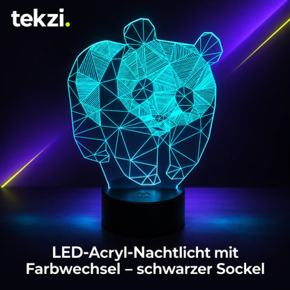 tekzi LED-Acryl-Nachtlicht mit Farbwechsel – schwarzer Sockel – Ansicht 2 im TEKZI-Design