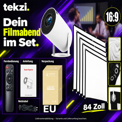 HY300 Pro Mini-Beamer – Produktansicht 7 im deutschen TEKZI-Design