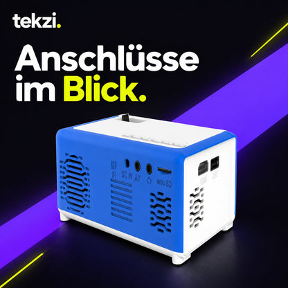 Blaue YG300-Rückseite mit Anschlussdetails – TEKZI