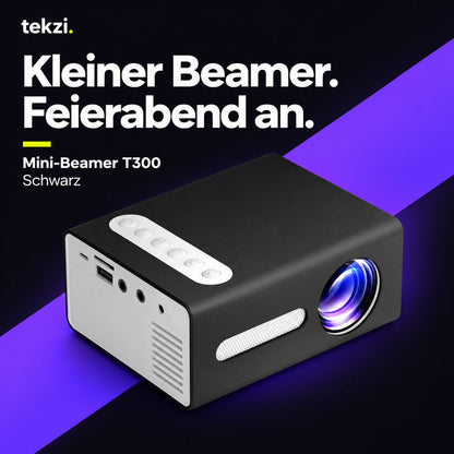 Mini-Beamer T300 in Schwarz – TEKZI
