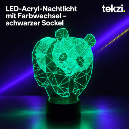 tekzi LED-Acryl-Nachtlicht mit Farbwechsel – schwarzer Sockel – Ansicht 3 im TEKZI-Design