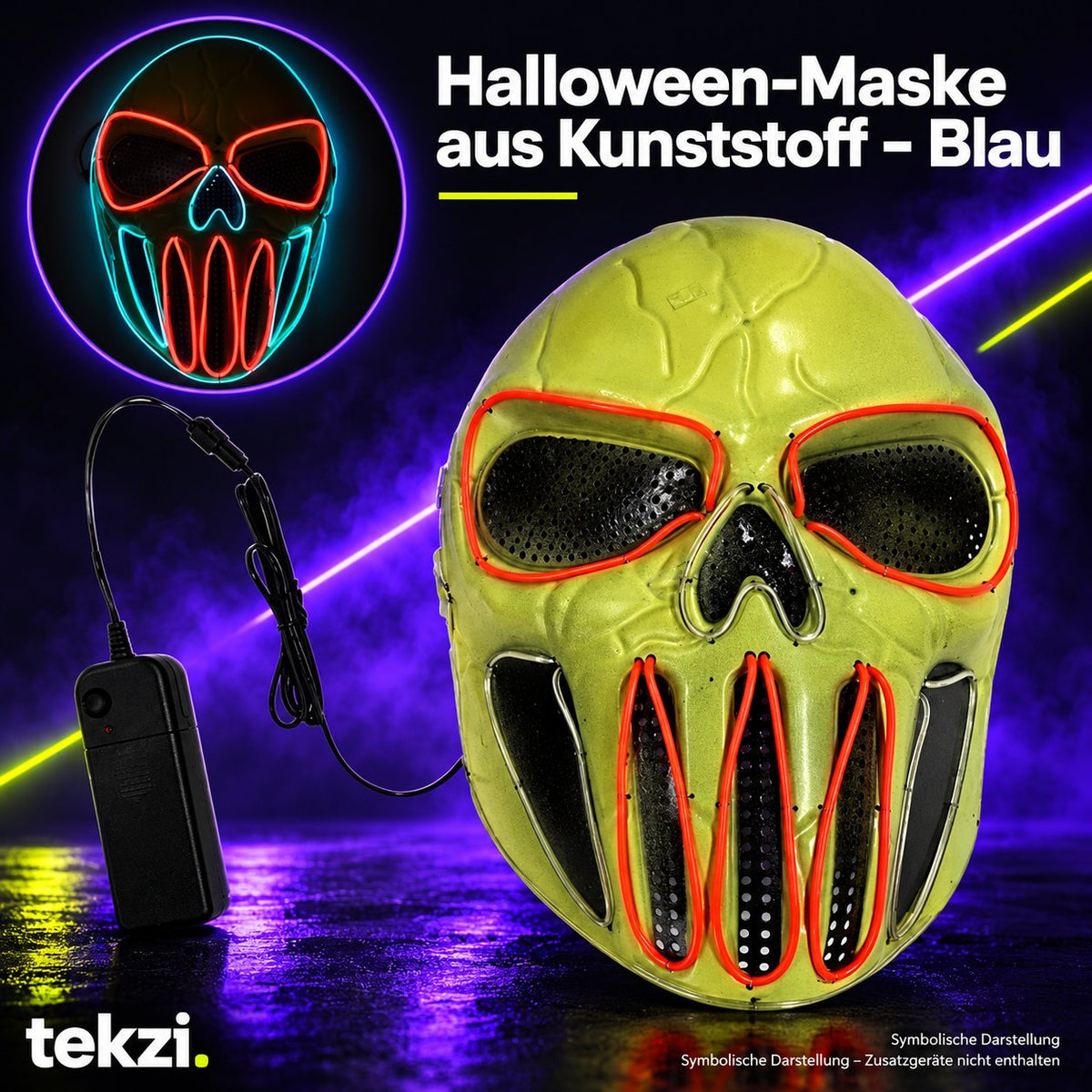 tekzi Halloween-Maske aus Kunststoff – Blau – Ansicht 6 im TEKZI-Design