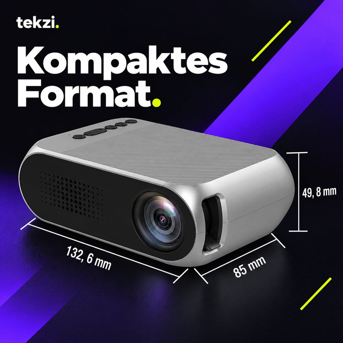 Mini-Beamer YG320 – Ansicht 9 im deutschen TEKZI-Design