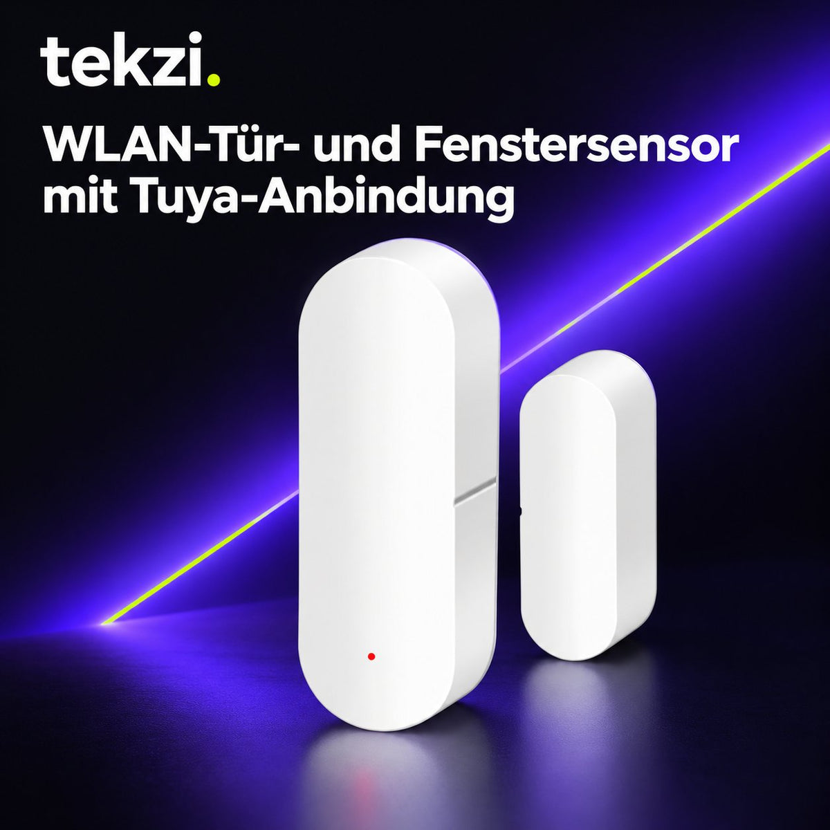 tekzi WLAN-Tür- und Fenstersensor mit Tuya-Anbindung – Ansicht 1 im TEKZI-Design