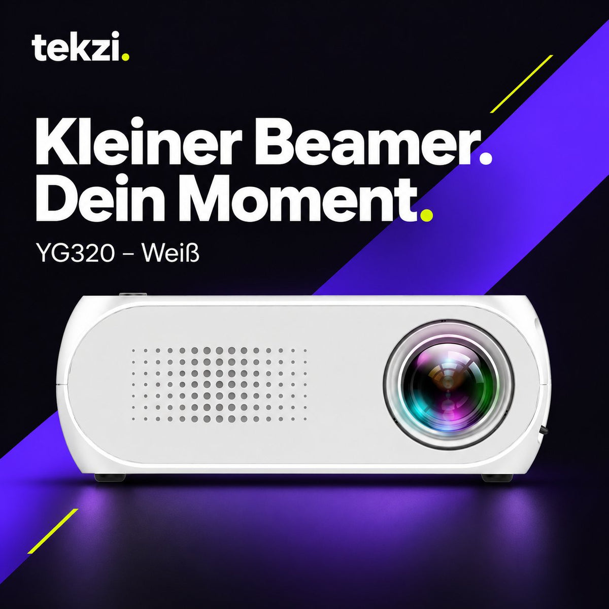 Mini-Beamer YG320 – Ansicht 5 im deutschen TEKZI-Design