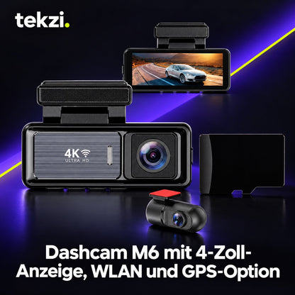 tekzi Dashcam M6 mit 4-Zoll-Anzeige, WLAN und GPS-Option – Ansicht 4 im TEKZI-Design