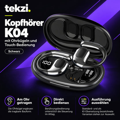 tekzi Kopfhörer K04 mit Ohrbügeln und Touch-Bedienung – Produktansicht 2 im TEKZI-Design