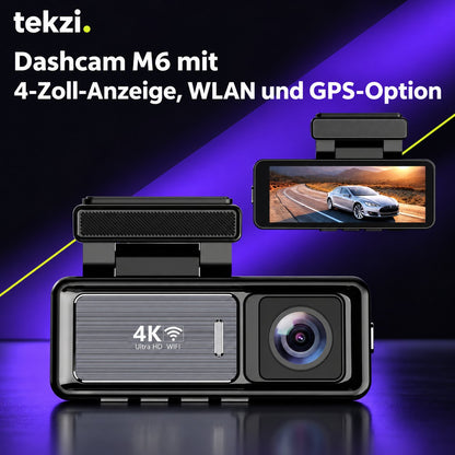 tekzi Dashcam M6 mit 4-Zoll-Anzeige, WLAN und GPS-Option – Ansicht 1 im TEKZI-Design