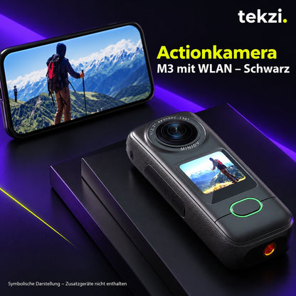 tekzi Actionkamera M3 mit WLAN – Schwarz – Ansicht 4 im TEKZI-Design