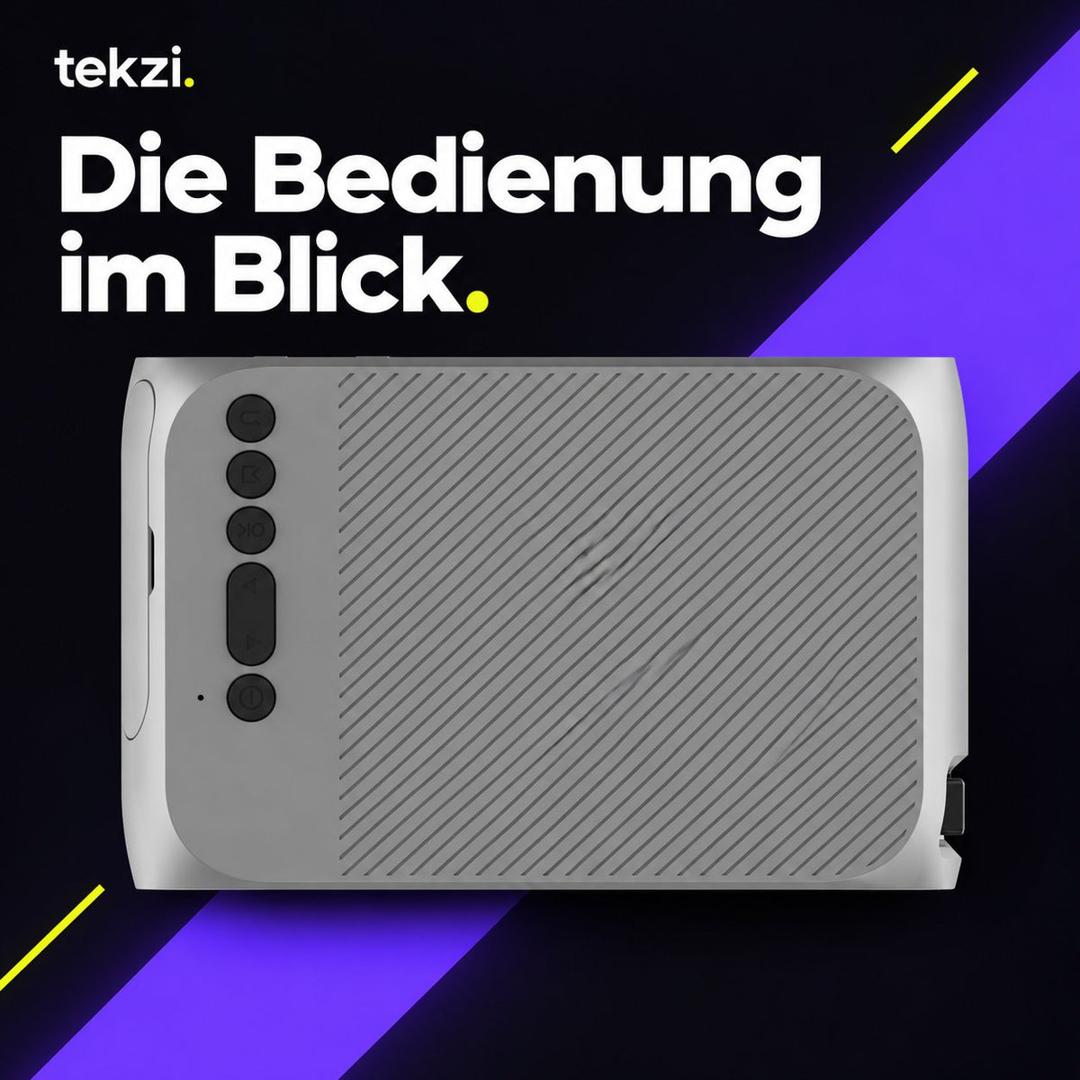 Mini-Beamer YG320 – Ansicht 2 im deutschen TEKZI-Design