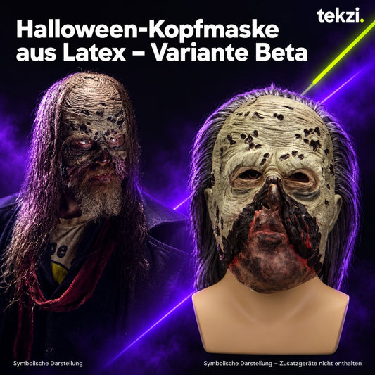 tekzi Halloween-Kopfmaske aus Latex – Variante Beta – Ansicht 1 im TEKZI-Design