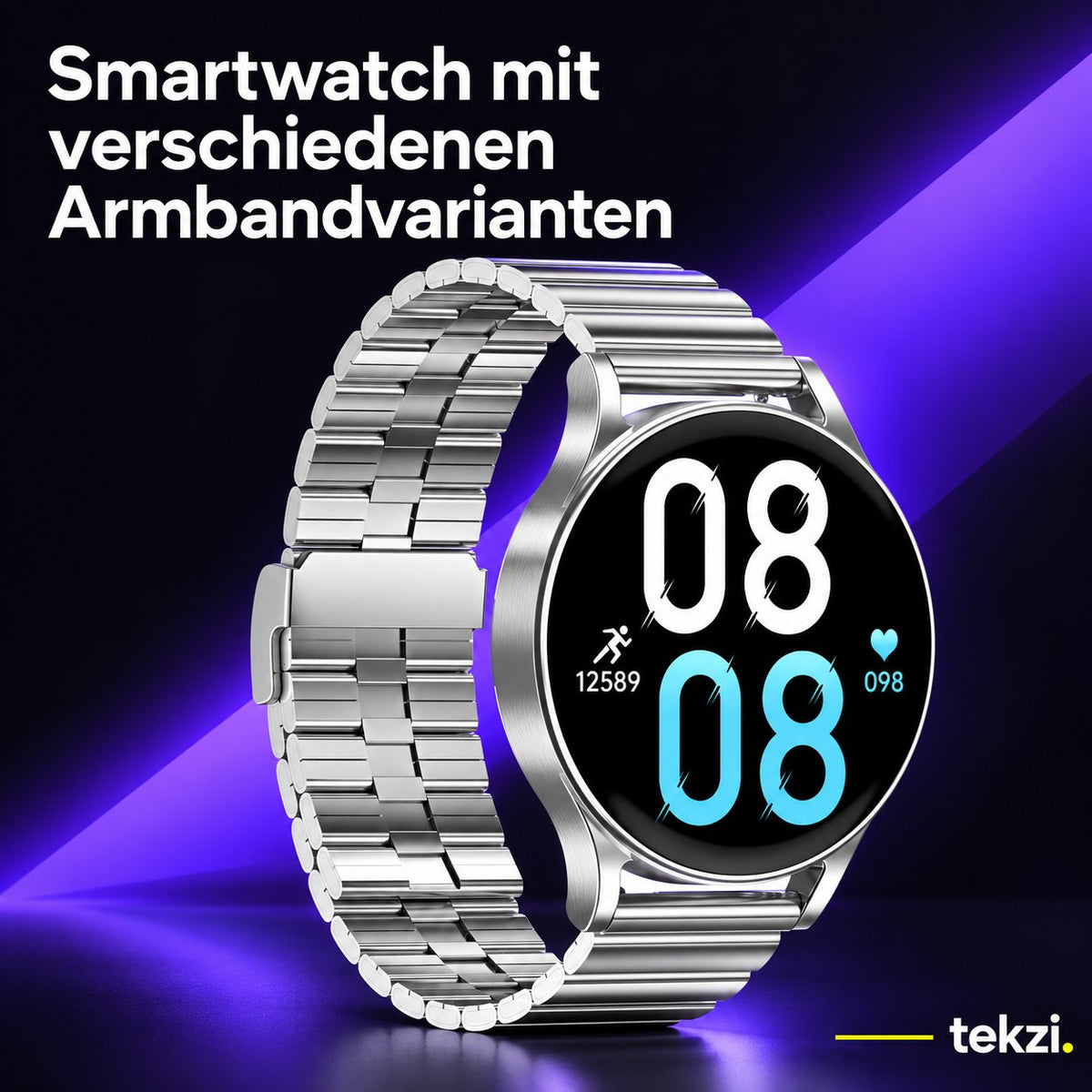 tekzi Smartwatch mit verschiedenen Armbandvarianten – Ansicht 10 im TEKZI-Design
