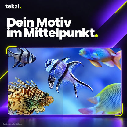 Symbolisches Projektionsmotiv mit Fischen im deutschen TEKZI-Design