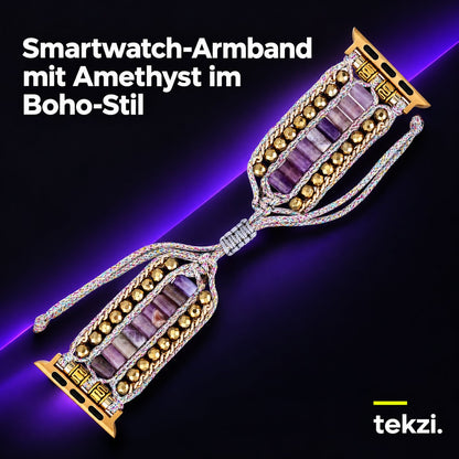 tekzi Smartwatch-Armband mit Amethyst im Boho-Stil – Ansicht 2 im TEKZI-Design
