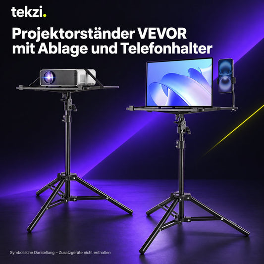 tekzi Projektorständer VEVOR mit Ablage und Telefonhalter – Ansicht 1 im TEKZI-Design