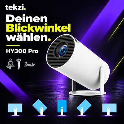 HY300 Pro Mini-Beamer – Produktansicht 4 im deutschen TEKZI-Design