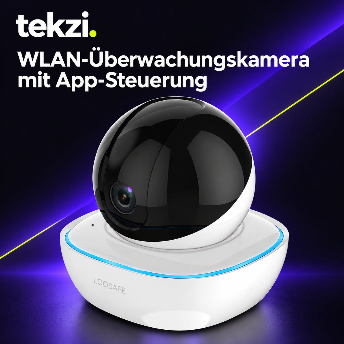 tekzi WLAN-Überwachungskamera mit App-Steuerung – Ansicht 1 im TEKZI-Design