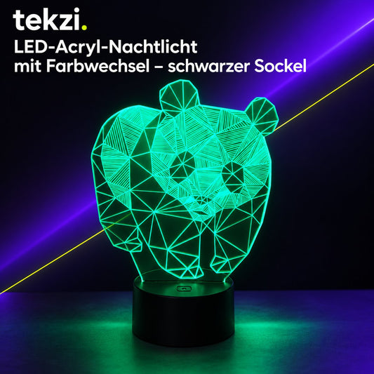 tekzi LED-Acryl-Nachtlicht mit Farbwechsel – schwarzer Sockel – Ansicht 1 im TEKZI-Design