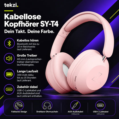 tekzi Kopfhörer SY-T4 mit Bluetooth und 40-mm-Treibern – Produktansicht 7 im TEKZI-Design