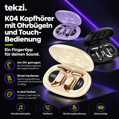 tekzi Kopfhörer K04 mit Ohrbügeln und Touch-Bedienung – Produktansicht 4 im TEKZI-Design
