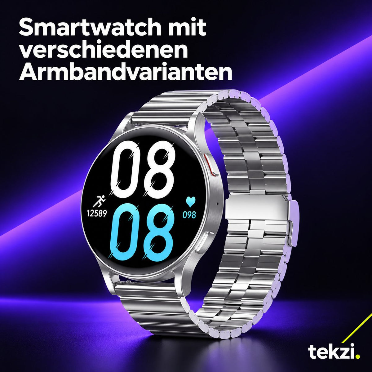 tekzi Smartwatch mit verschiedenen Armbandvarianten – Ansicht 8 im TEKZI-Design