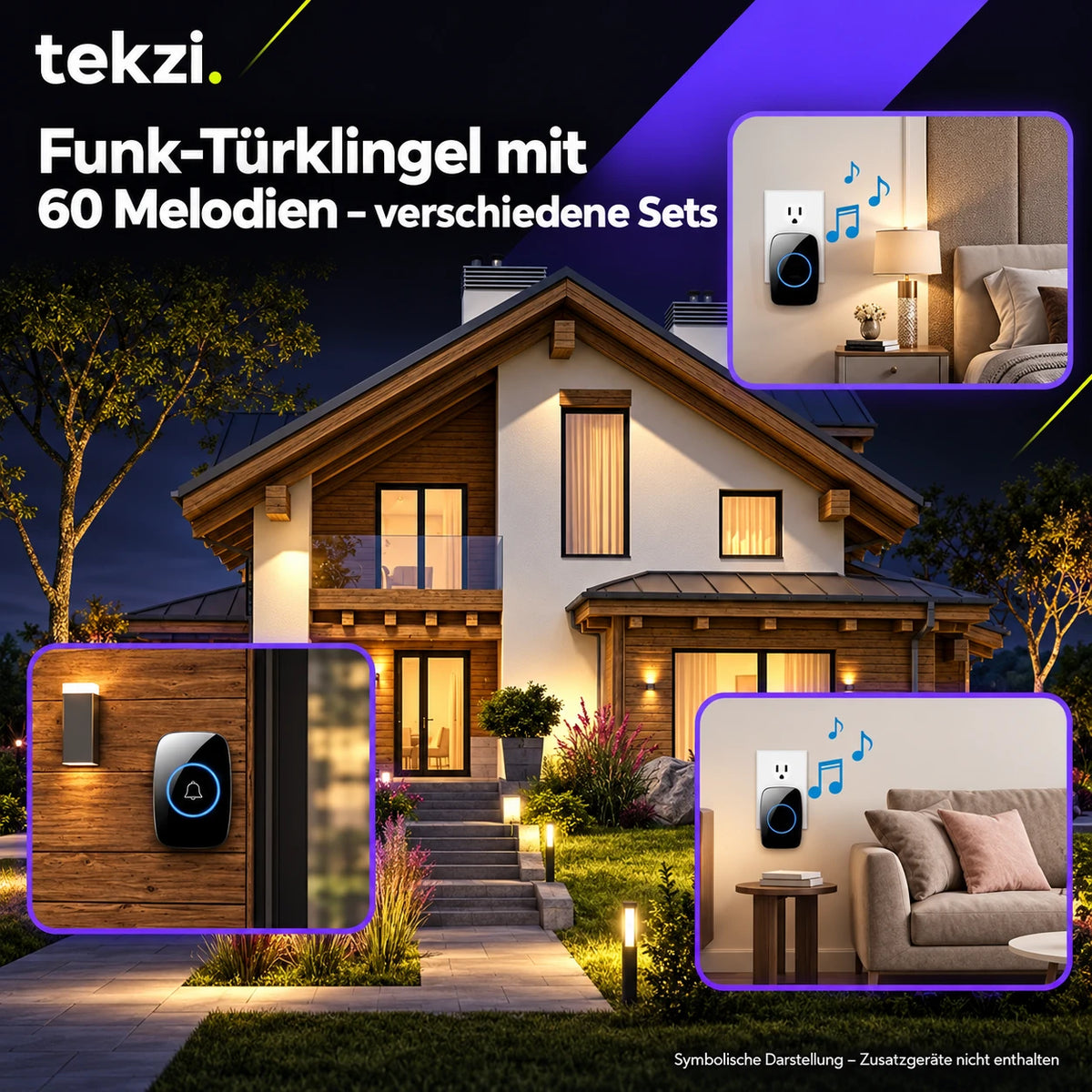 tekzi Funk-Türklingel mit 60 Melodien – verschiedene Sets – Ansicht 4 im TEKZI-Design