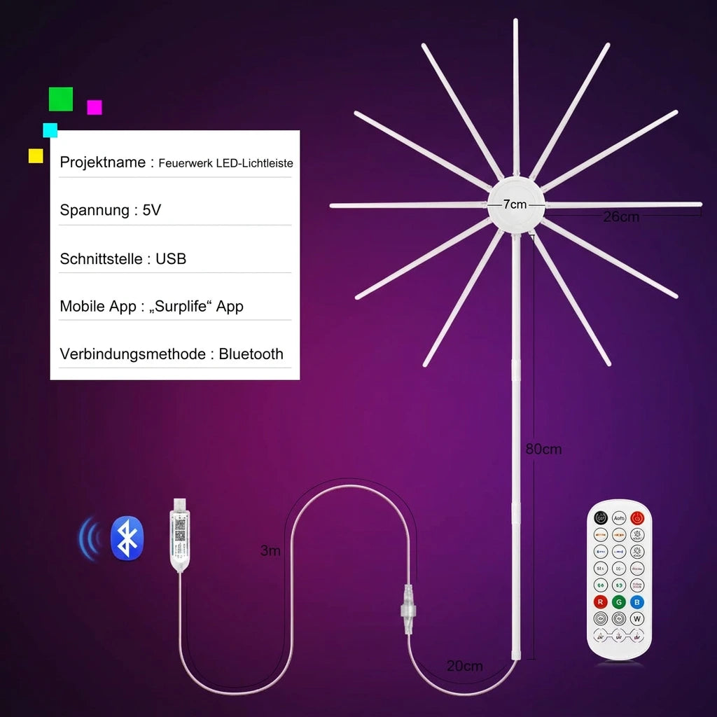 Elektroheimat RGB-LED-Feuerwerkleuchte mit USB