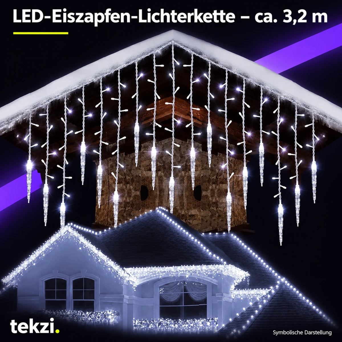tekzi LED-Eiszapfen-Lichterkette – ca. 3,2 m – Ansicht 13 im TEKZI-Design