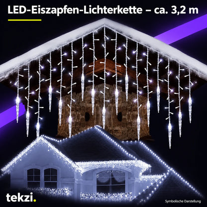 tekzi LED-Eiszapfen-Lichterkette – ca. 3,2 m – Ansicht 13 im TEKZI-Design