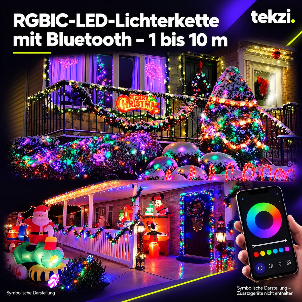 tekzi RGBIC-LED-Lichterkette mit Bluetooth – 1 bis 10 m – Ansicht 15 im TEKZI-Design