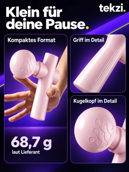 Kompaktes rosa Mini-Massagegerät, Gewichtsangabe 68,7 g laut Lieferant – TEKZI-Design