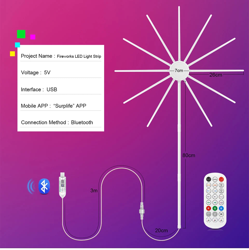Elektroheimat RGB-LED-Feuerwerkleuchte mit USB