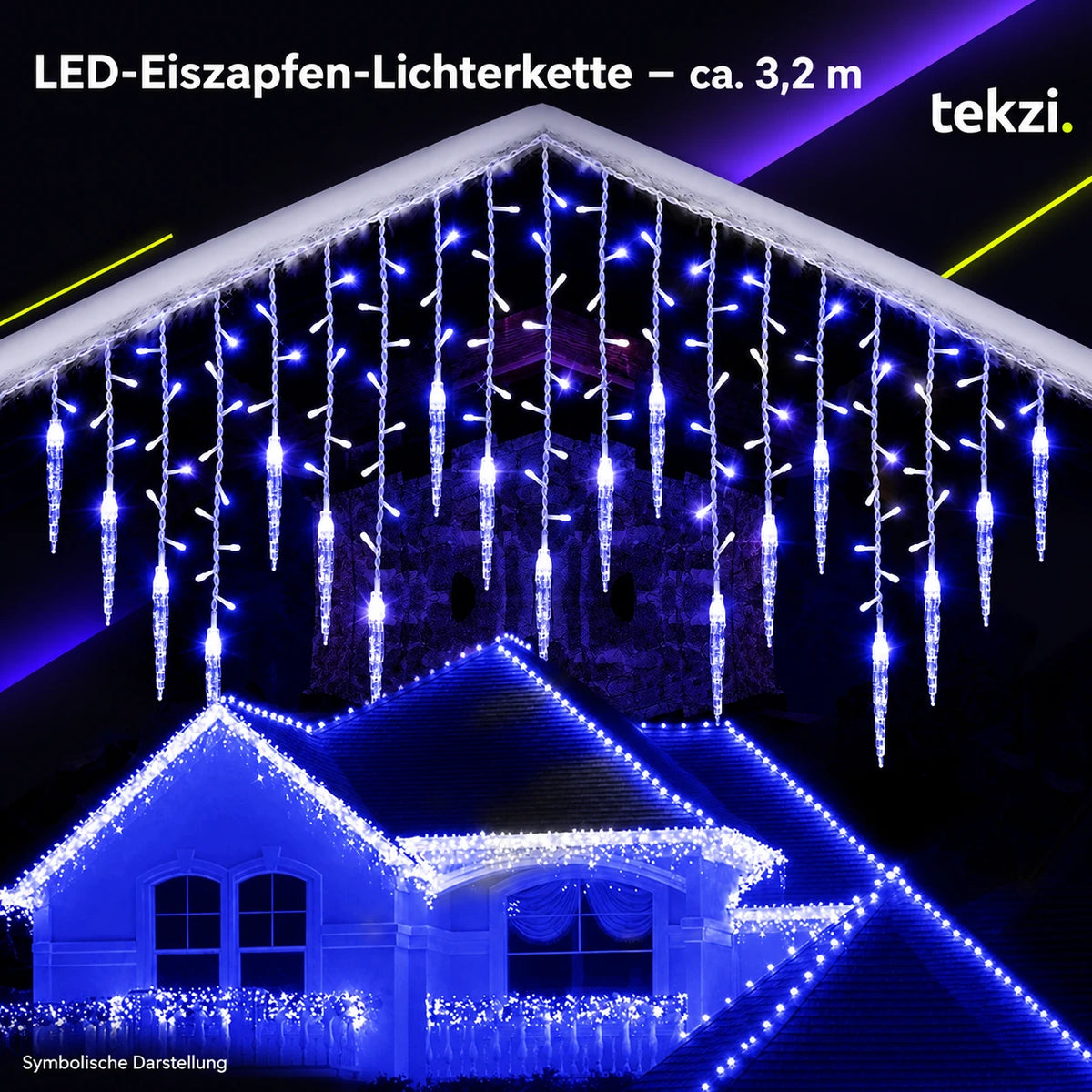 tekzi LED-Eiszapfen-Lichterkette – ca. 3,2 m – Ansicht 10 im TEKZI-Design