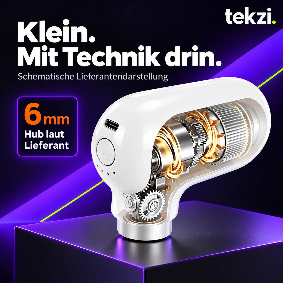 GYLOV Mini-Massagegerät, schematische Lieferantendarstellung ohne widersprüchliche Zahlenangaben