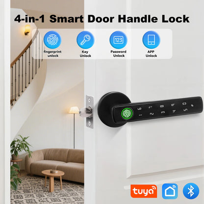 Elektroheimat Tuya-Türgriffschloss 4-in-1 mit Fingerabdruck und Bluetooth