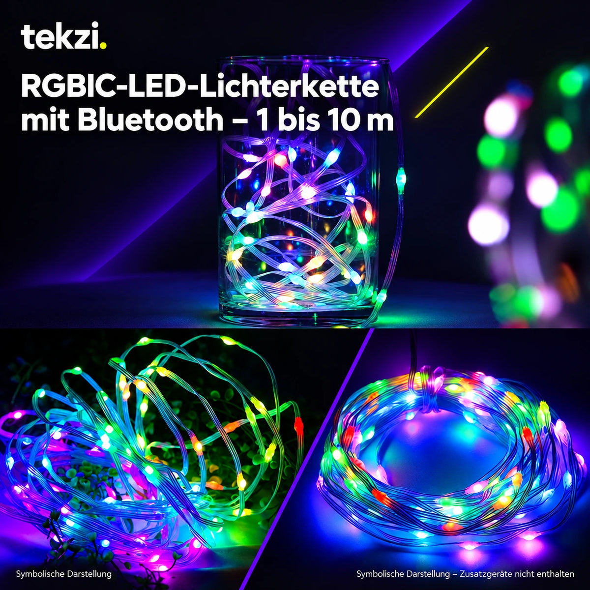 tekzi RGBIC-LED-Lichterkette mit Bluetooth – 1 bis 10 m – Ansicht 16 im TEKZI-Design
