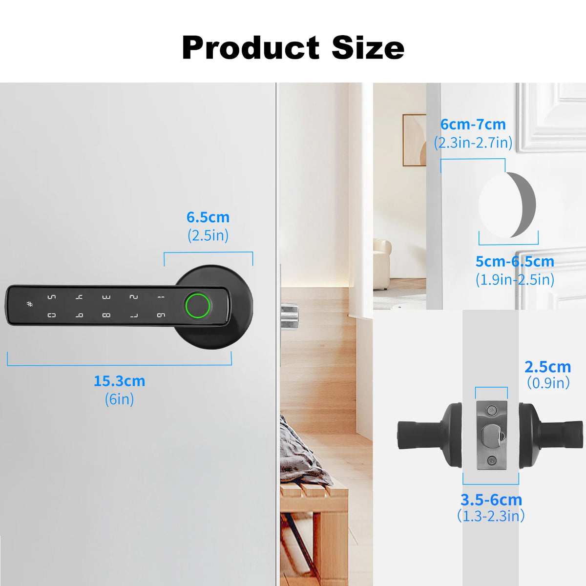 Elektroheimat Tuya-Türgriffschloss 4-in-1 mit Fingerabdruck und Bluetooth