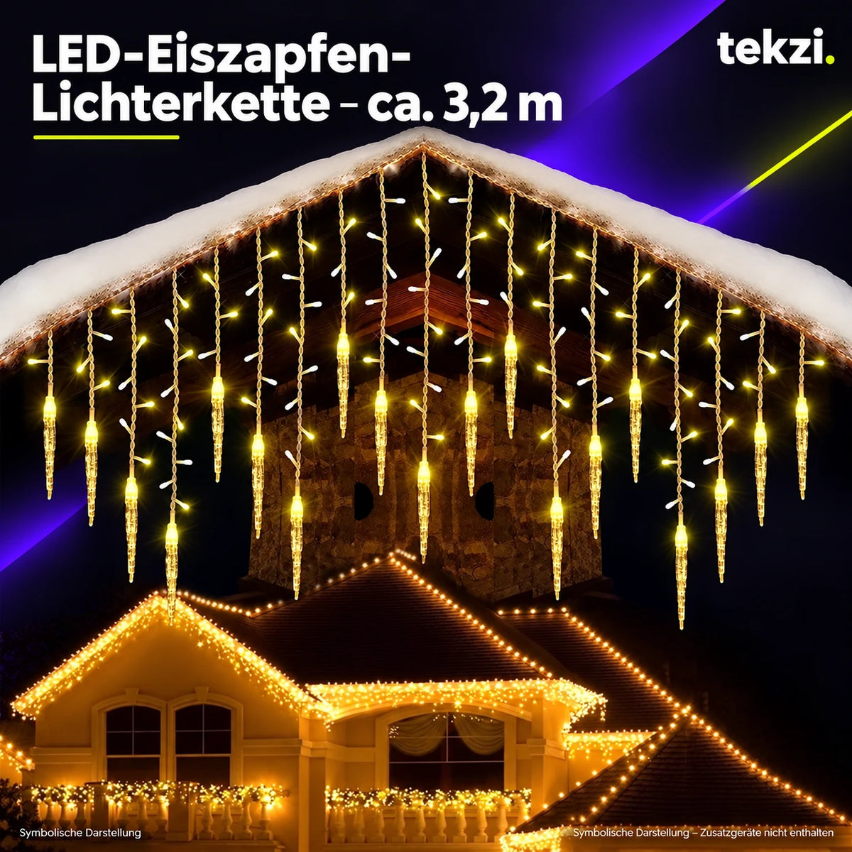 tekzi LED-Eiszapfen-Lichterkette – ca. 3,2 m – Ansicht 12 im TEKZI-Design