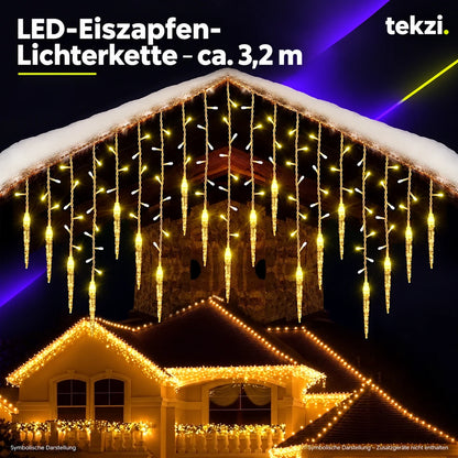tekzi LED-Eiszapfen-Lichterkette – ca. 3,2 m – Ansicht 12 im TEKZI-Design