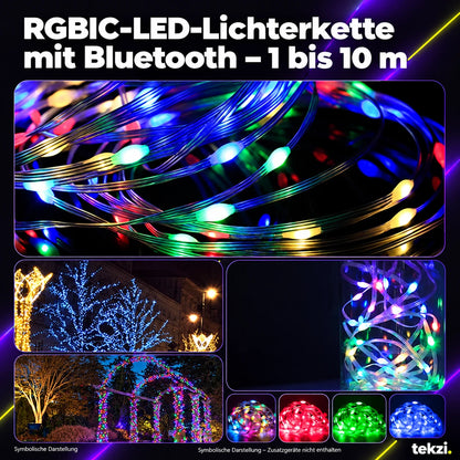 tekzi RGBIC-LED-Lichterkette mit Bluetooth – 1 bis 10 m – Ansicht 12 im TEKZI-Design