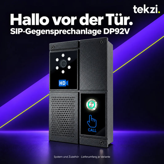SIP-Gegensprechanlage DP92V mit Kamera und Ruftaste – System und Zubehör je Variante im TEKZI-Design