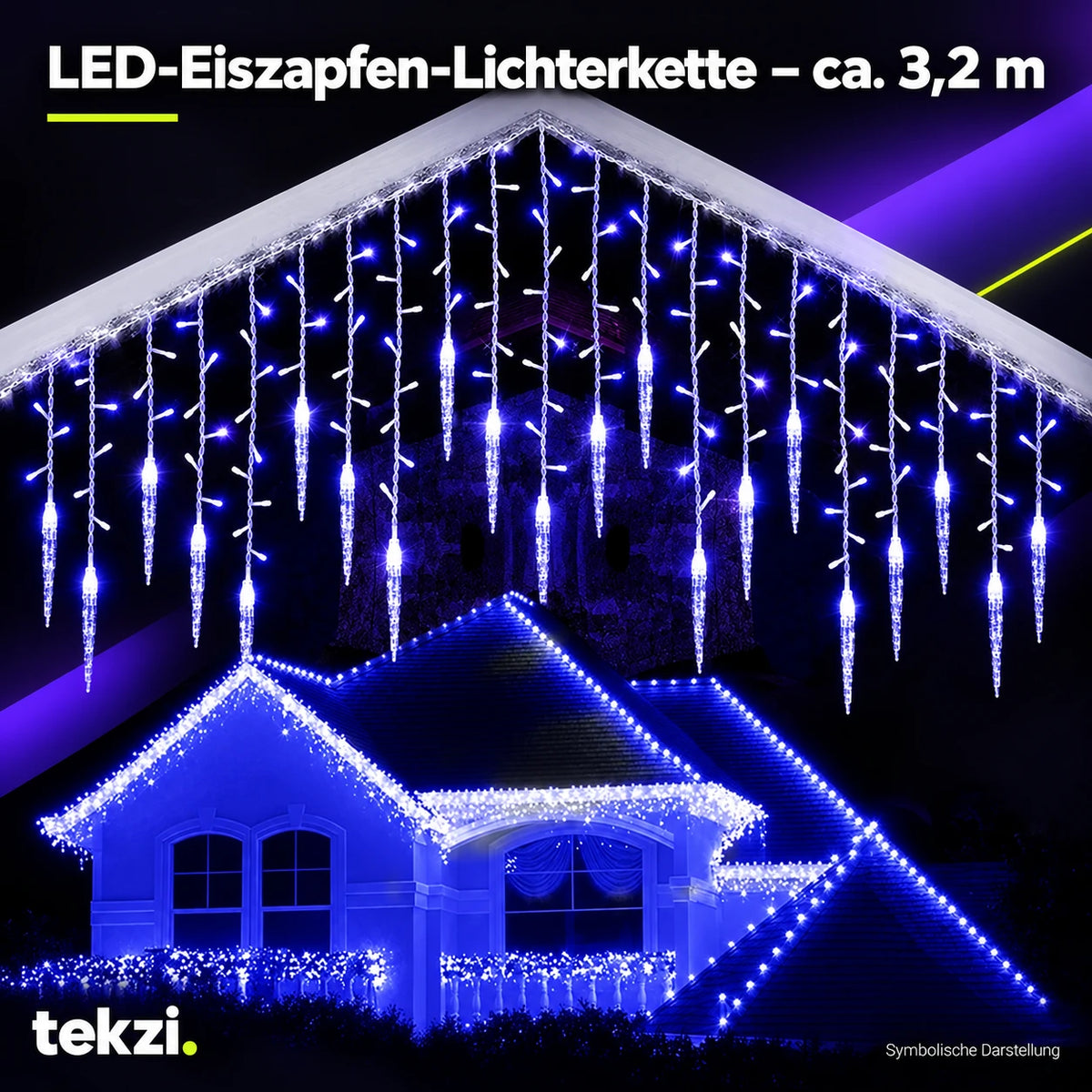 tekzi LED-Eiszapfen-Lichterkette – ca. 3,2 m – Ansicht 16 im TEKZI-Design